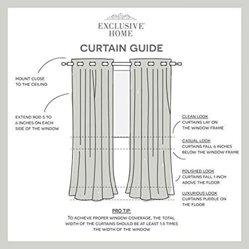 ⚡Exclusive Home Burke Blackout Grommet Top Curtain Panel Pair 52x96Silver/Argent